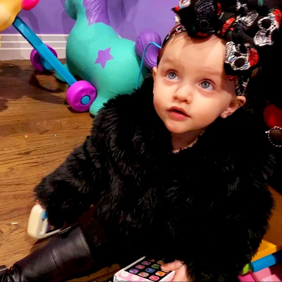 Black Janie and Jack Faux Fur Baby Coat - Picture 1 of 2